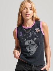 Superdry Black 100% Cotton Allstars Graphic Vest Top - Image 1 of 4