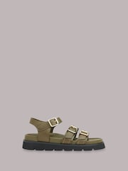 Whistles Green Jemma Triple Buckle Sandals - Image 2 of 4