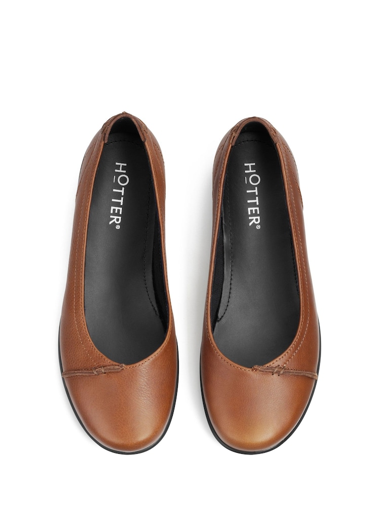 Hotter Tan Brown Wide Fit Robyn II Slip-On Leather Shoes - Image 3 of 4