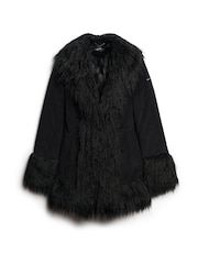 Superdry Black Faux Fur Lined Afghan Coat - Image 5 of 5