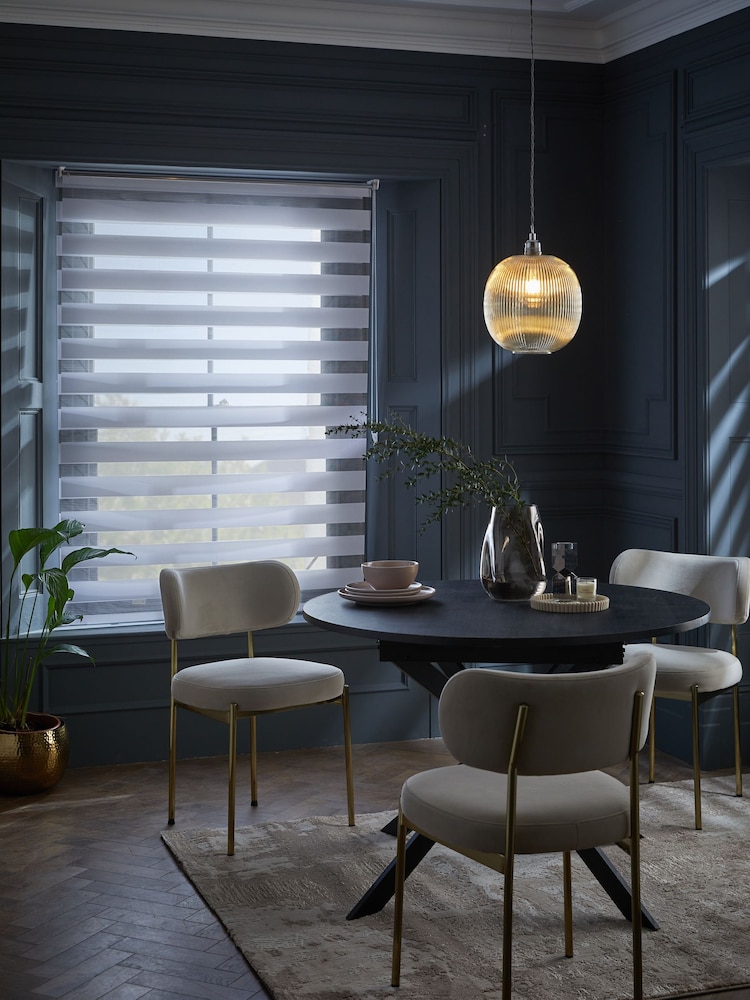 White Ready Made Woven Day And Night Zebra Roller Blinds - Image 1 of 6