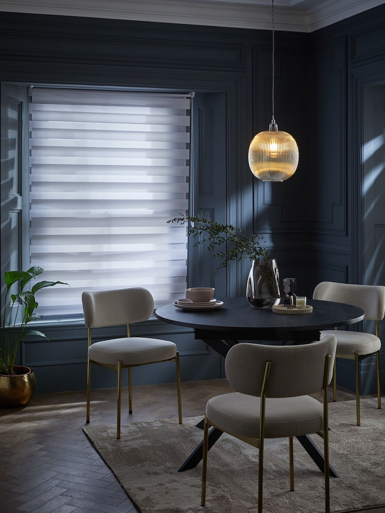 White Ready Made Woven Day And Night Zebra Roller Blinds - Image 2 of 6