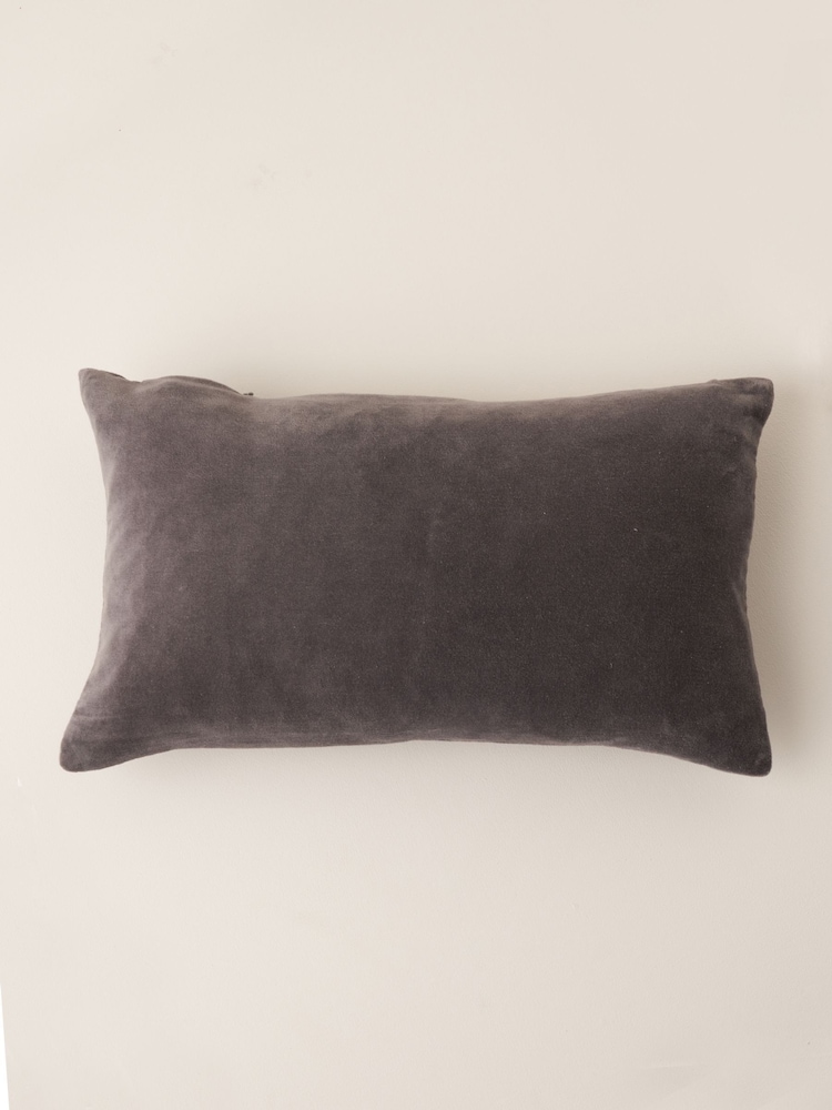 Truly Charcoal Grey Velvet Rectangle Cushion - Image 1 of 3