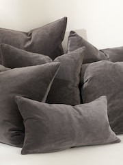 Truly Charcoal Grey Velvet Rectangle Cushion - Image 2 of 3