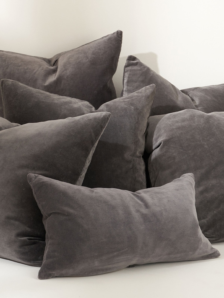 Truly Charcoal Grey Velvet Rectangle Cushion - Image 2 of 3