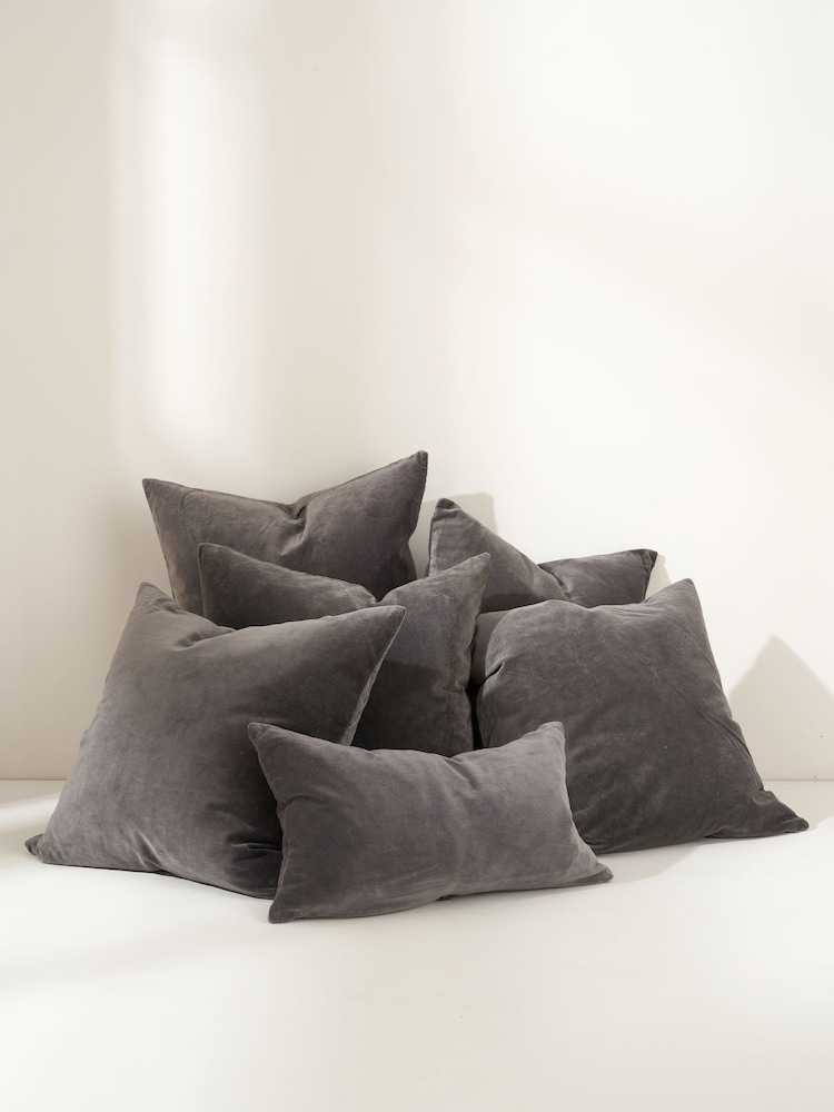 Truly Charcoal Grey Velvet Rectangle Cushion - Image 3 of 3