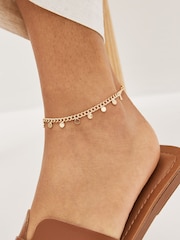 Gold Tone Disc Drop Anklet - Image 1 of 3