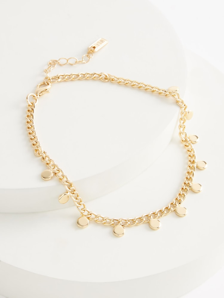 Gold Tone Disc Drop Anklet - Image 2 of 3