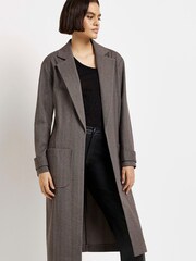 River Island Brown Duster Jacket With Patch Pockets - Image 1 of 3
