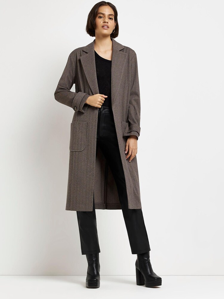 River Island Brown Duster Jacket With Patch Pockets - Image 3 of 3