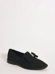 Simply Be Black Regular/Wide Fit Classic Loafers With Bow Trim - Image 2 of 3
