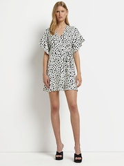 River Island Cream Spot Wrap Dress - Image 2 of 5