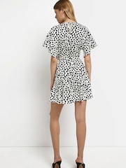 River Island Cream Spot Wrap Dress - Image 3 of 5