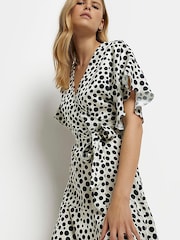 River Island Cream Spot Wrap Dress - Image 4 of 5