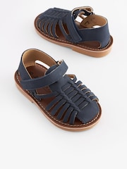Navy Blue Standard Fit (F) Leather Sandals - Image 1 of 6
