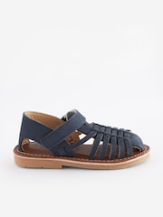 Navy Blue Standard Fit (F) Leather Sandals - Image 2 of 6
