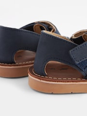 Navy Blue Standard Fit (F) Leather Sandals - Image 3 of 6