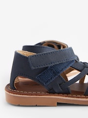 Navy Blue Standard Fit (F) Leather Sandals - Image 5 of 6