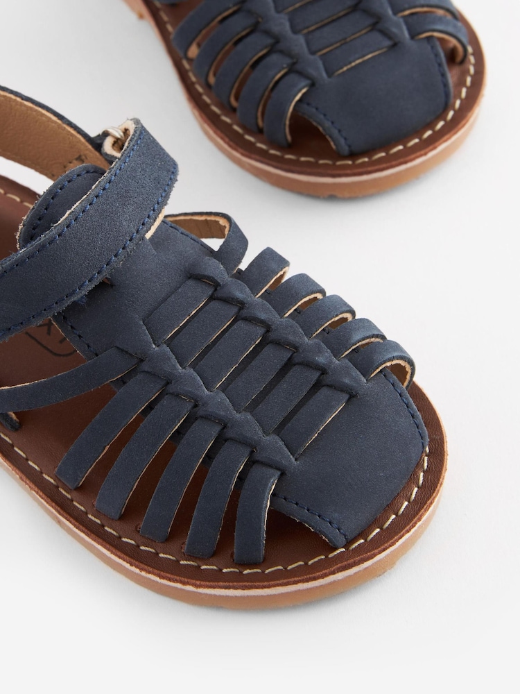Navy Blue Standard Fit (F) Leather Sandals - Image 6 of 6