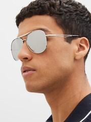 Silver Pilot Polarised Sunglasses - Image 1 of 4