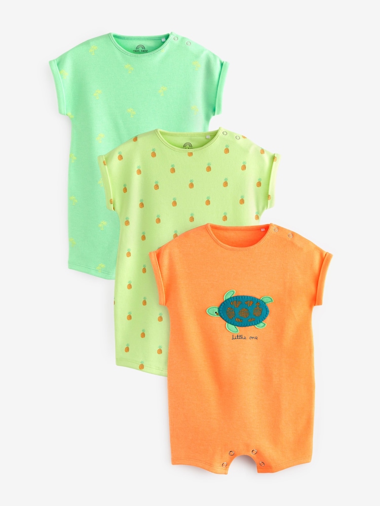 Oranžna želva Fluro - Baby haljica za igranje 3 Pack - Slika 1 iz 2
