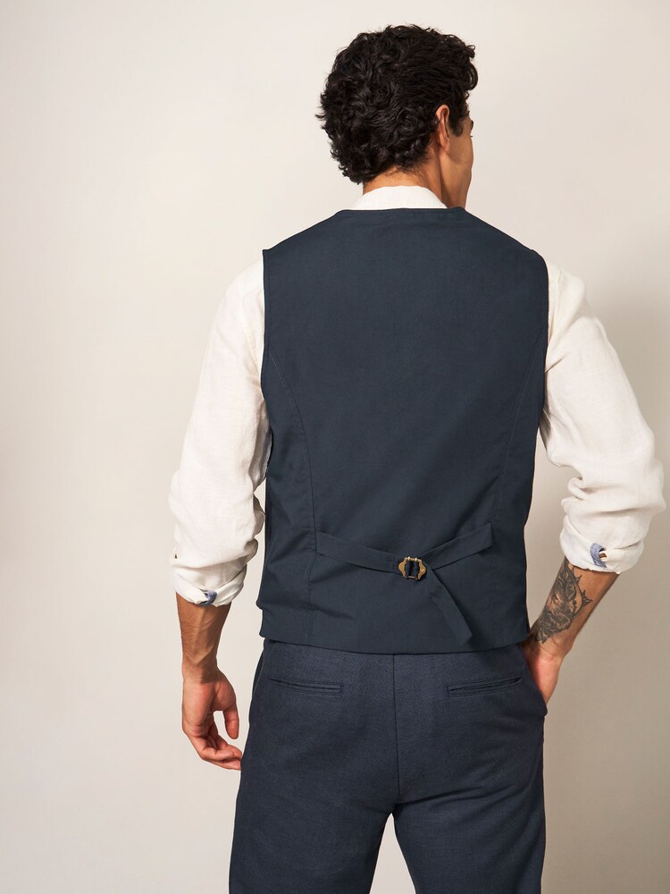 White Stuff Blue Abbott Linen Waistcoat - Image 2 of 7 White Stuff Blue Abbott Linen Waistcoat - Image 2 of 7