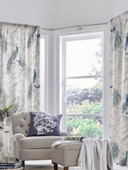Laura Ashley Midnight Blue Belvedere Lined Eyelet 100% Cotton Curtains - Image 1 of 2