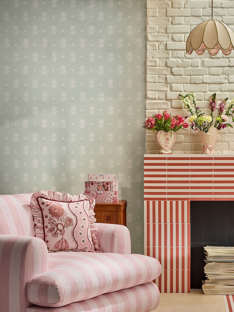 Cath Kidston Sage Spitalfield Bunches A4 Wallpaper Sample - Image 5 of 5