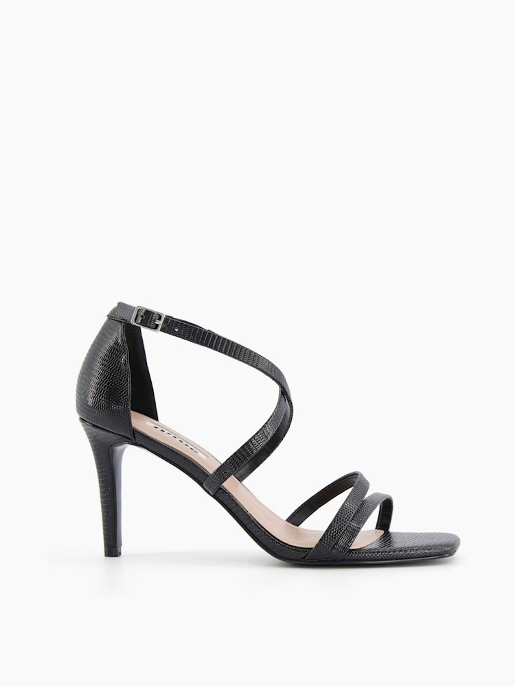 Dune London Black Musical Square Toe High Heel Sandals - Image 1 of 6