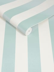 Cath Kidston Duck Egg Blue Canopy Stripe A4 Wallpaper Sample - Image 3 of 5