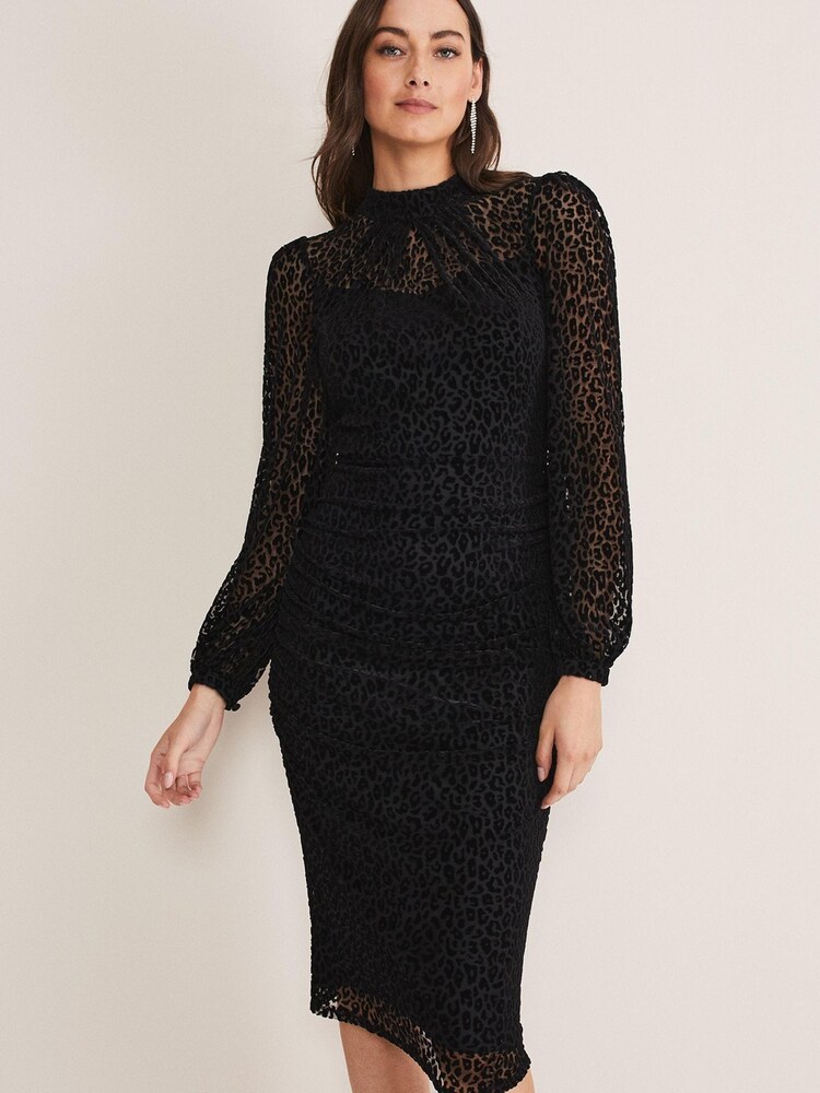 Phase Eight Black Capriana Leopard Burnout Dress - Image 1 of 1