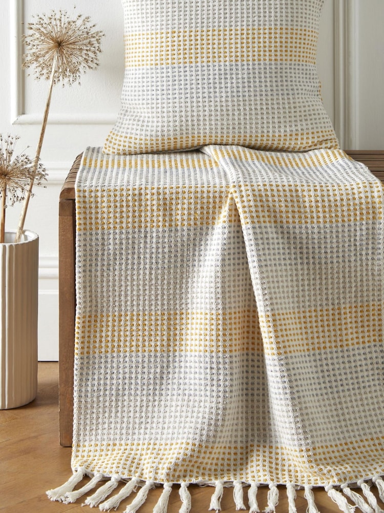 Appletree Yellow Reva 100% Cotton Bedspread - Image 1 of 3 Appletree Yellow Reva 100% Cotton Bedspread - Image 1 of 3