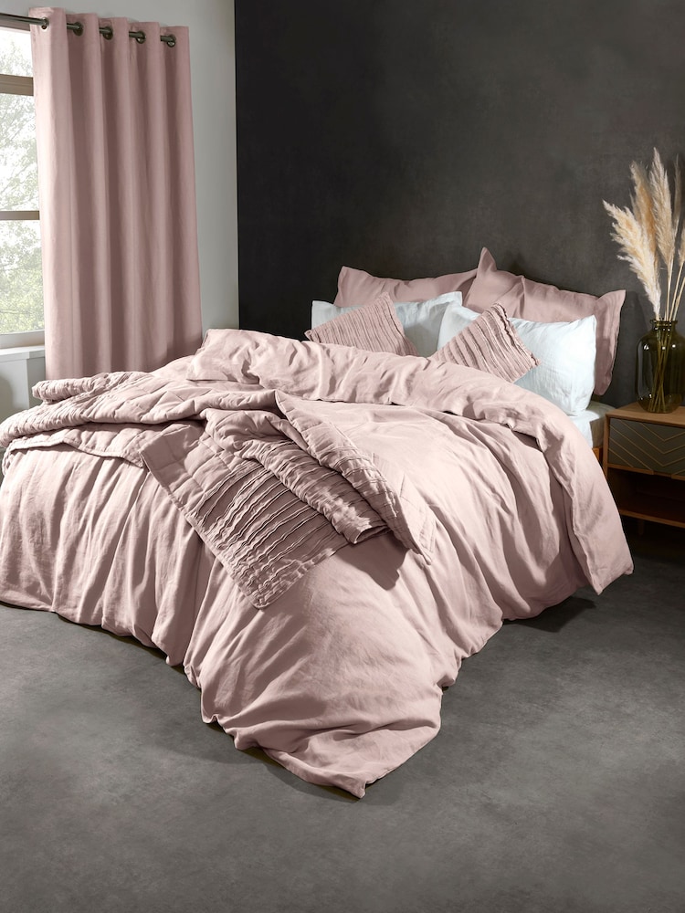 Lazy Linen Mellow Pink Washed 100% Linen Cushion - Image 1 of 5