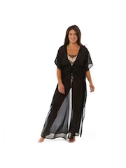 Seaspray Valentina Black Maxi Kaftan Coverup - Image 1 of 3