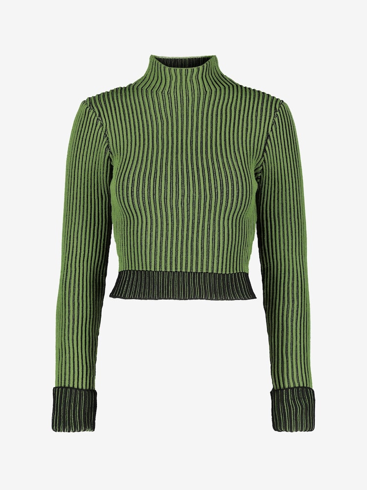 River Island Dark Green Plated Technical Jumper - Image 2 of 2