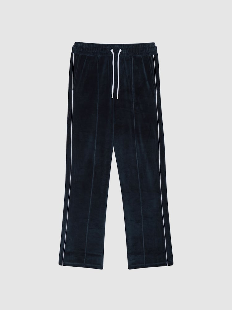 Reiss Navy Charles - Che Velour Jogger With Piping - Image 2 of 7
