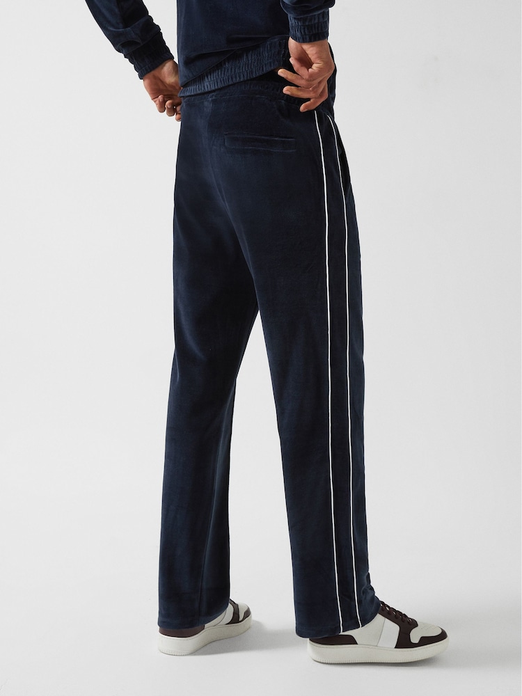 Reiss Navy Charles - Che Velour Jogger With Piping - Image 5 of 7