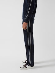 Reiss Navy Charles - Che Velour Jogger With Piping - Image 6 of 7