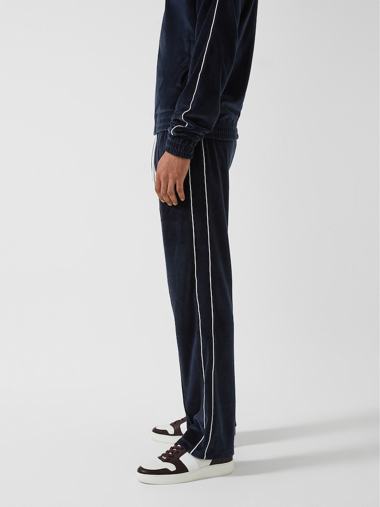 Reiss Navy Charles - Che Velour Jogger With Piping - Image 6 of 7