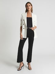 Reiss Black Lili Kick Flare Trousers - Image 1 of 6