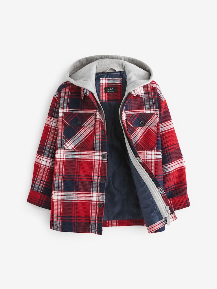 Red Check Hooded Shacket (3-16yrs) - Image 1 of 3