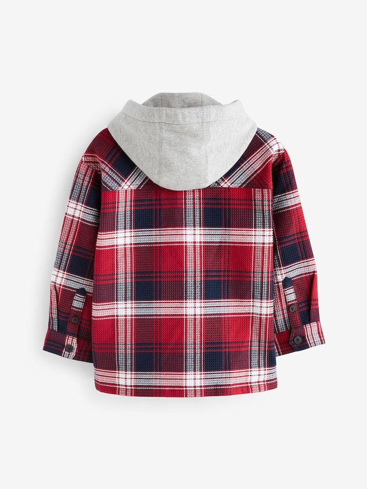 Red Check Hooded Shacket (3-16yrs) - Image 2 of 3
