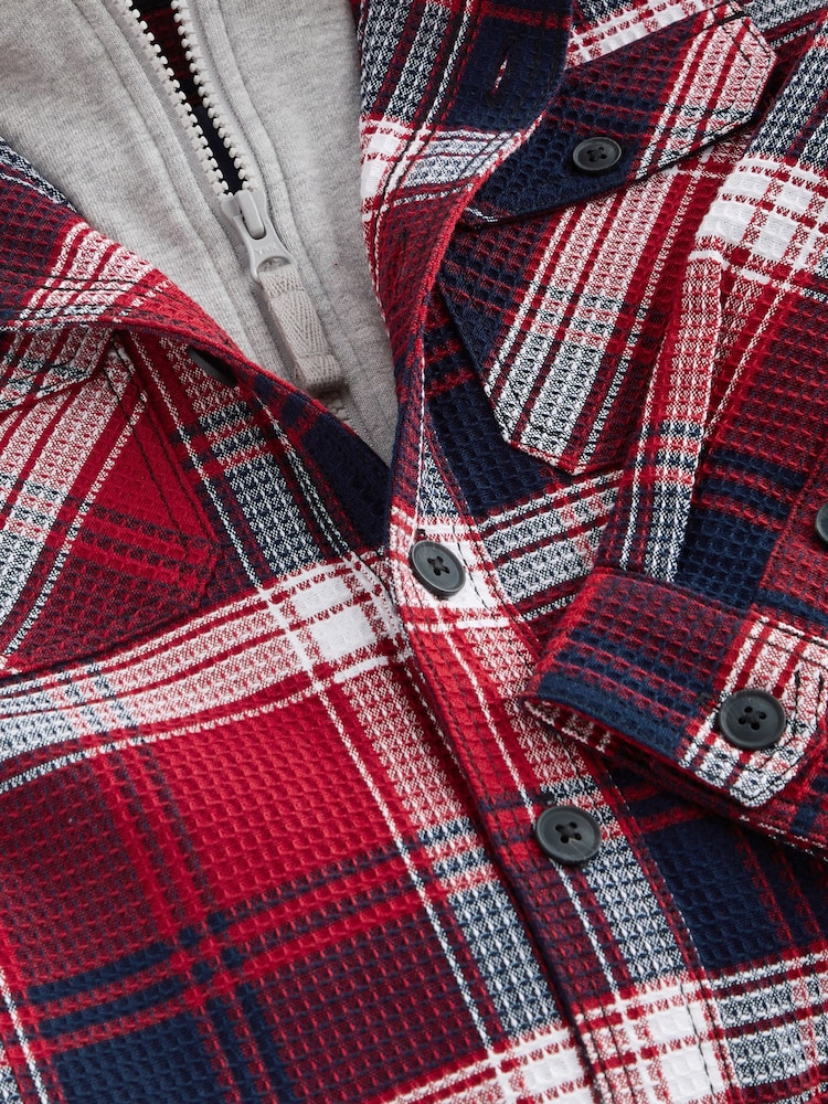 Red Check Hooded Shacket (3-16yrs) - Image 3 of 3