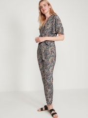 M&Co Black Angel Sleeve Floral Jumpsuit - Image 3 of 6