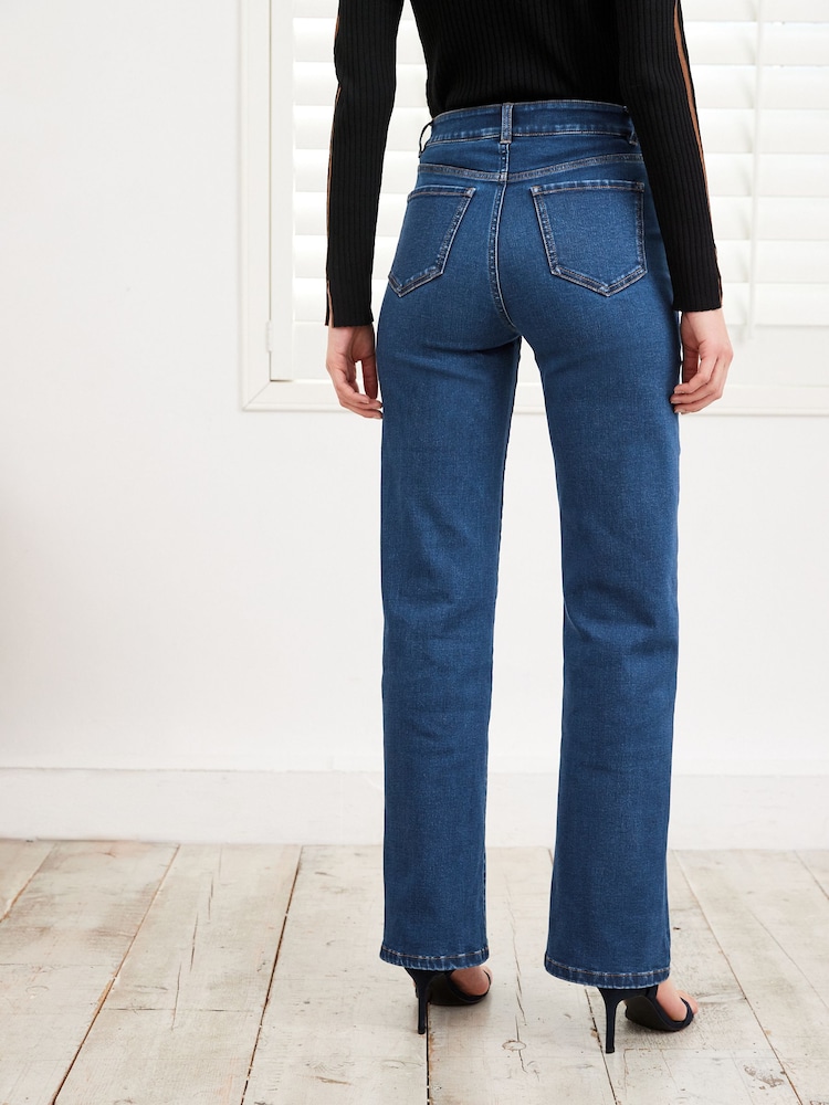 Dark Blue Utility Pocket Wide Leg Jeans - Image 1 of 5