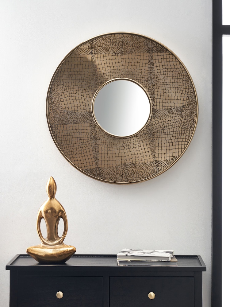 Pacific Brass Croc Effect Mirror - Image 1 of 4