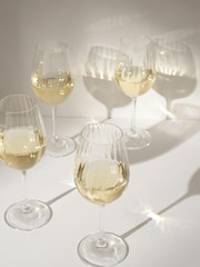 Truly Set of 4 Clear Fluted Crystal White Wine Glasses - Image 1 of 2