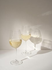 Truly Set of 4 Clear Fluted Crystal White Wine Glasses - Image 2 of 2