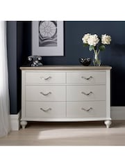 Bentley Designs Soft Grey & Washed Oak Montreux 6 Drawer Wide Chest - Image 1 of 3