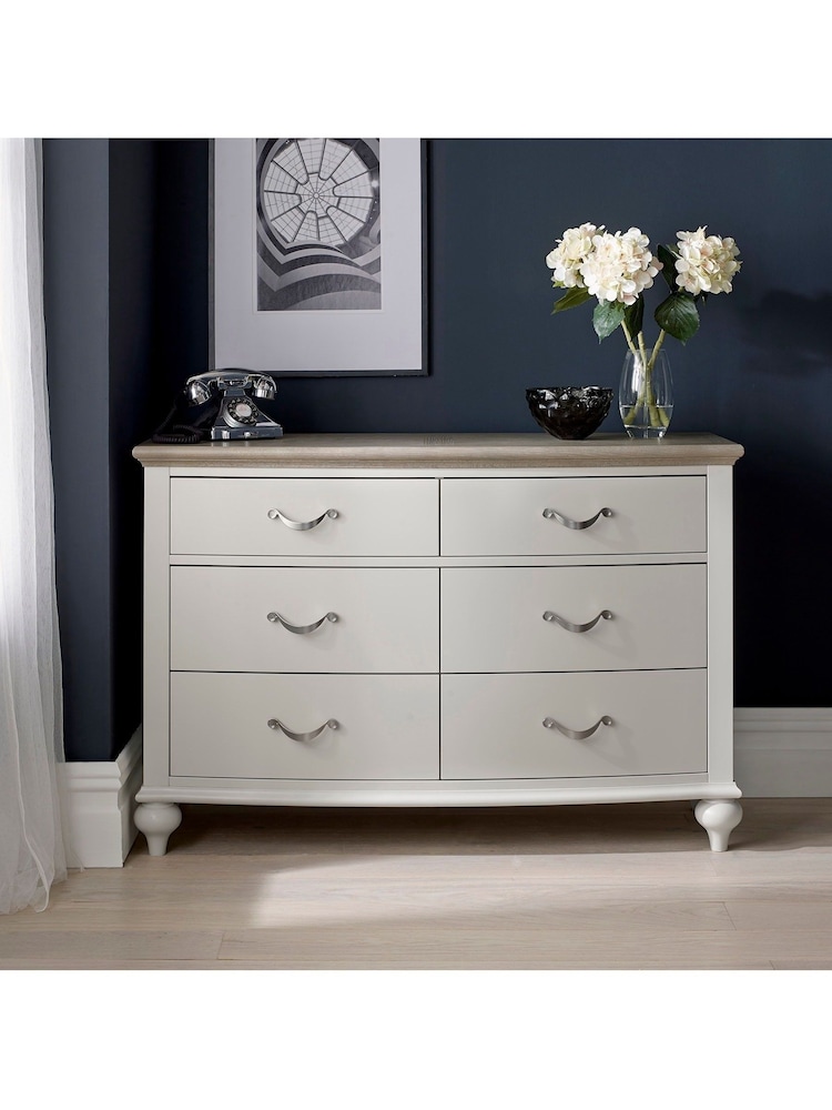 Bentley Designs Soft Grey & Washed Oak Montreux 6 Drawer Wide Chest - Image 1 of 3